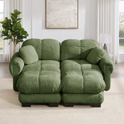 Divano modulare 2 posti 190x149x90 cm in ciniglia con cuscino mobile; verde