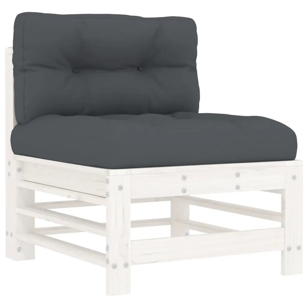 Divano componibile-Divani Centrali con Cuscini 2 pz Legno Massello di Pino Bianco 248160