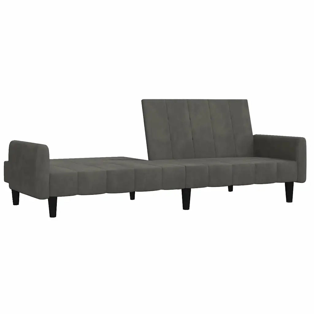 Divano Letto a 2 Posti Grigio Scuro in Velluto 375775
