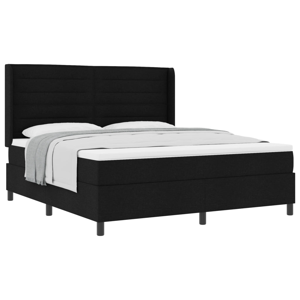 Letto Box Spring con Materasso Nero 180x200 cm Tessuto