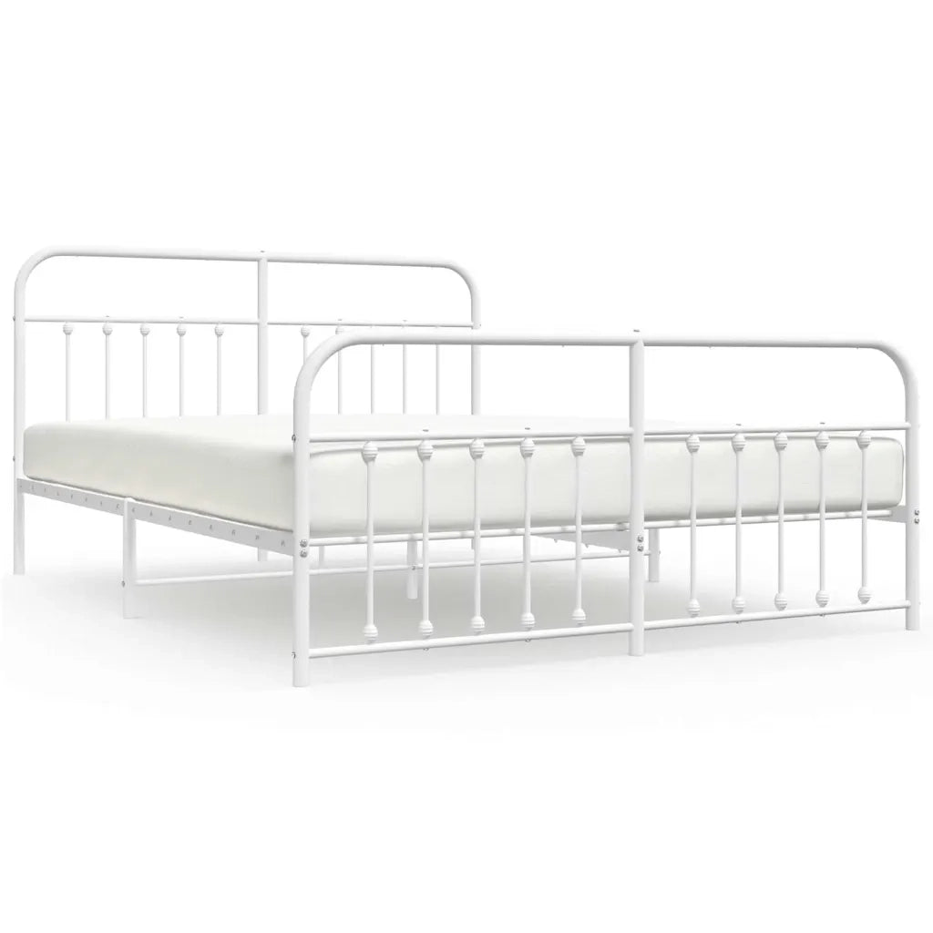 Giroletto con Testiera e Pediera-Struttura Letto Metallo Bianco 183x213 cm 406263