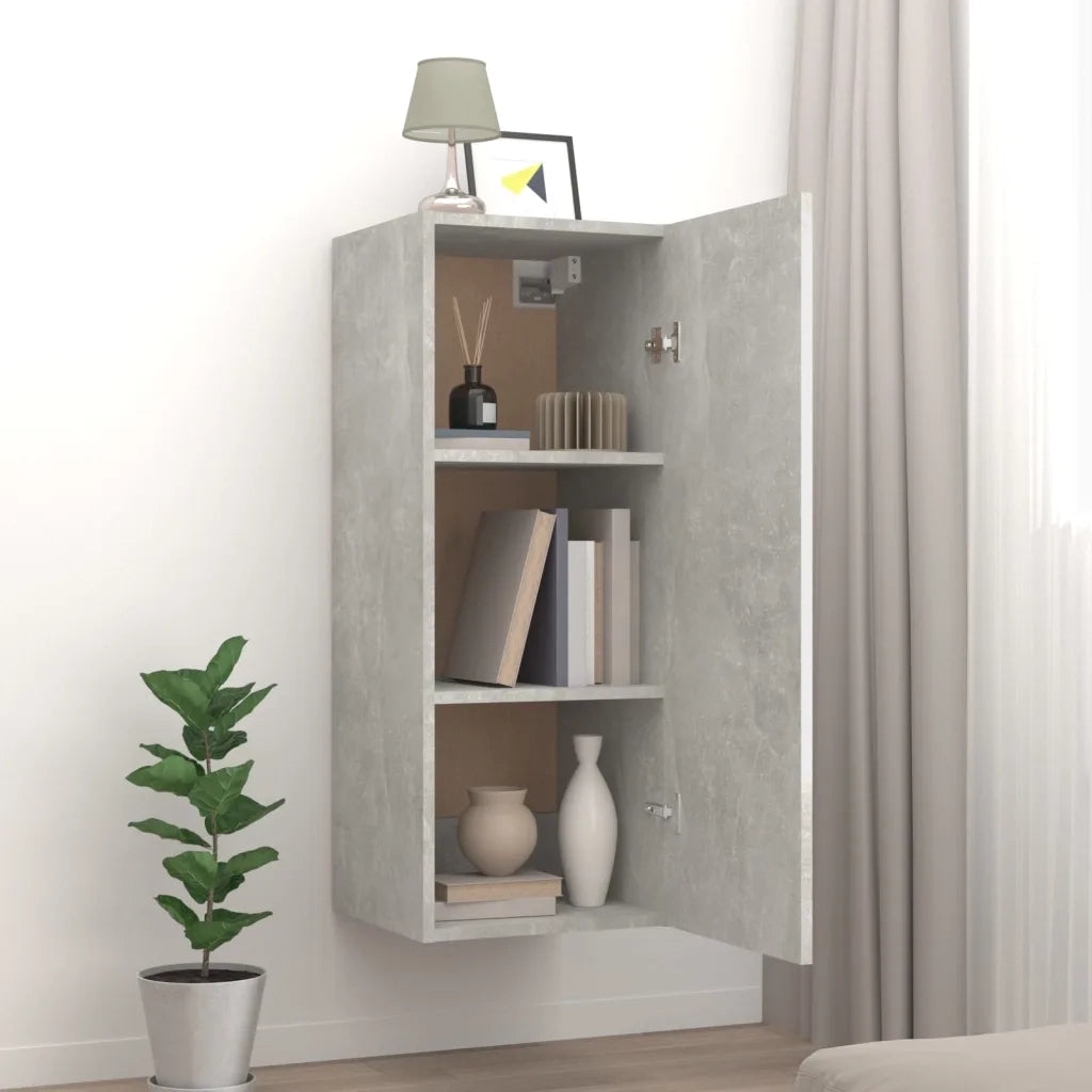 Armadietto a Muro | Mobile a Parete Grigio Cemento 34,5x34x90cm Legno Multistrato