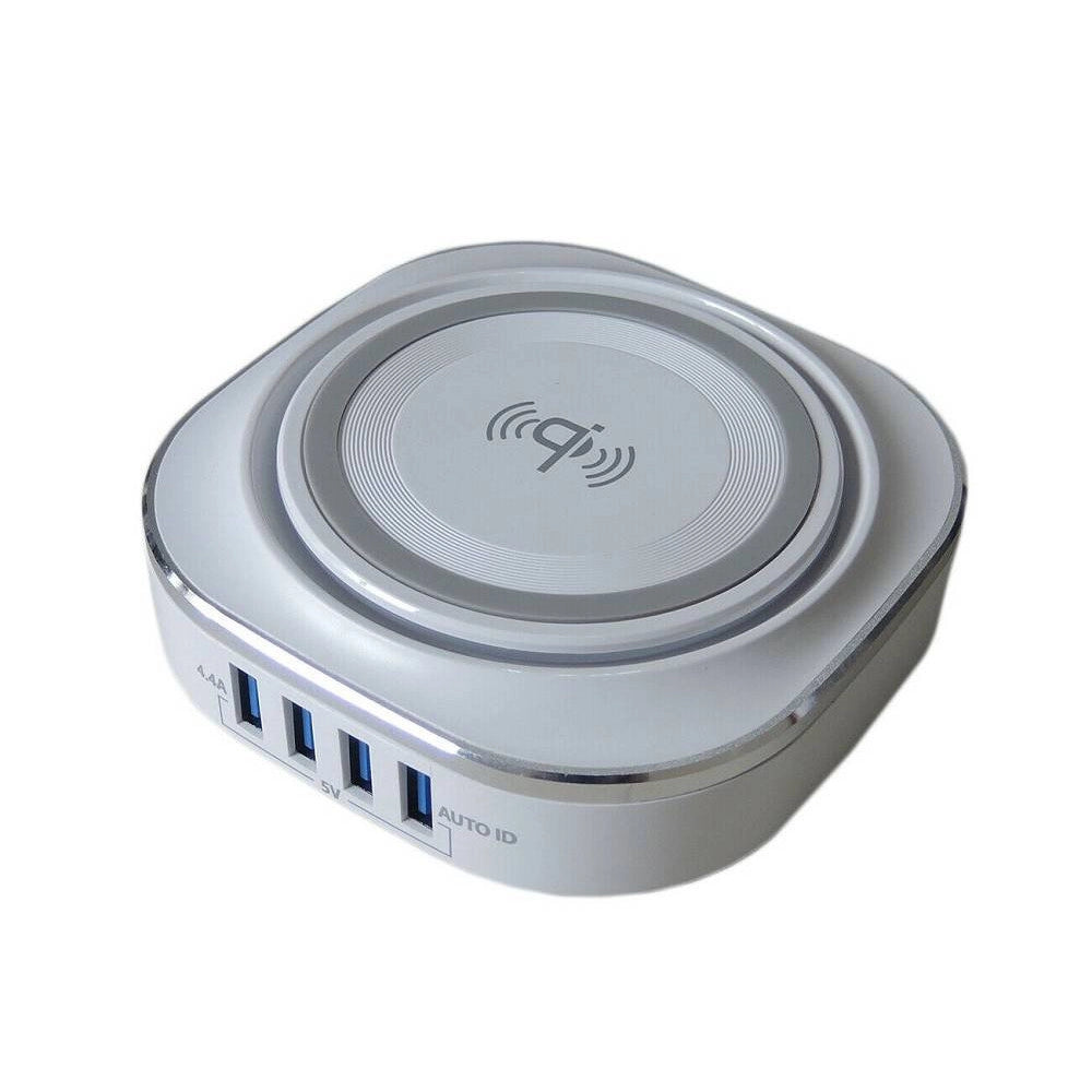 Trade Shop - Caricatore Wireless Qi Stazione Di Ricarica 24w 4 Porte Usb 5v 4.4a 24w Fo528 -