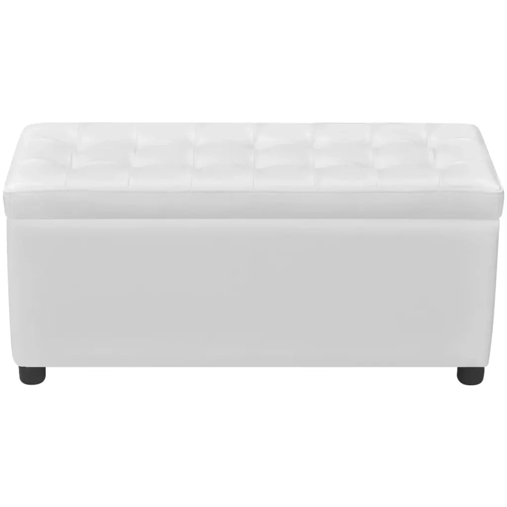 Sgabello con Contenitore in Pelle Artificiale Bianco 242406