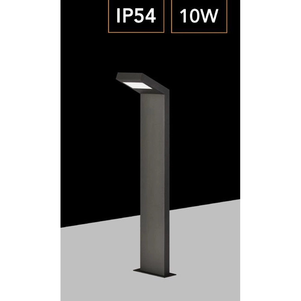 Trade Shop - Lampada Applique Led Da Giardino 10w Ip54 Lampione Bollard Da Terra Luce 4000k 954pa-h580 - Grigio