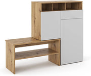 Mobile porta scarpe Selena, Marrone, 124.5 x 102 cm, con seduta e superfici d’appoggio variabili