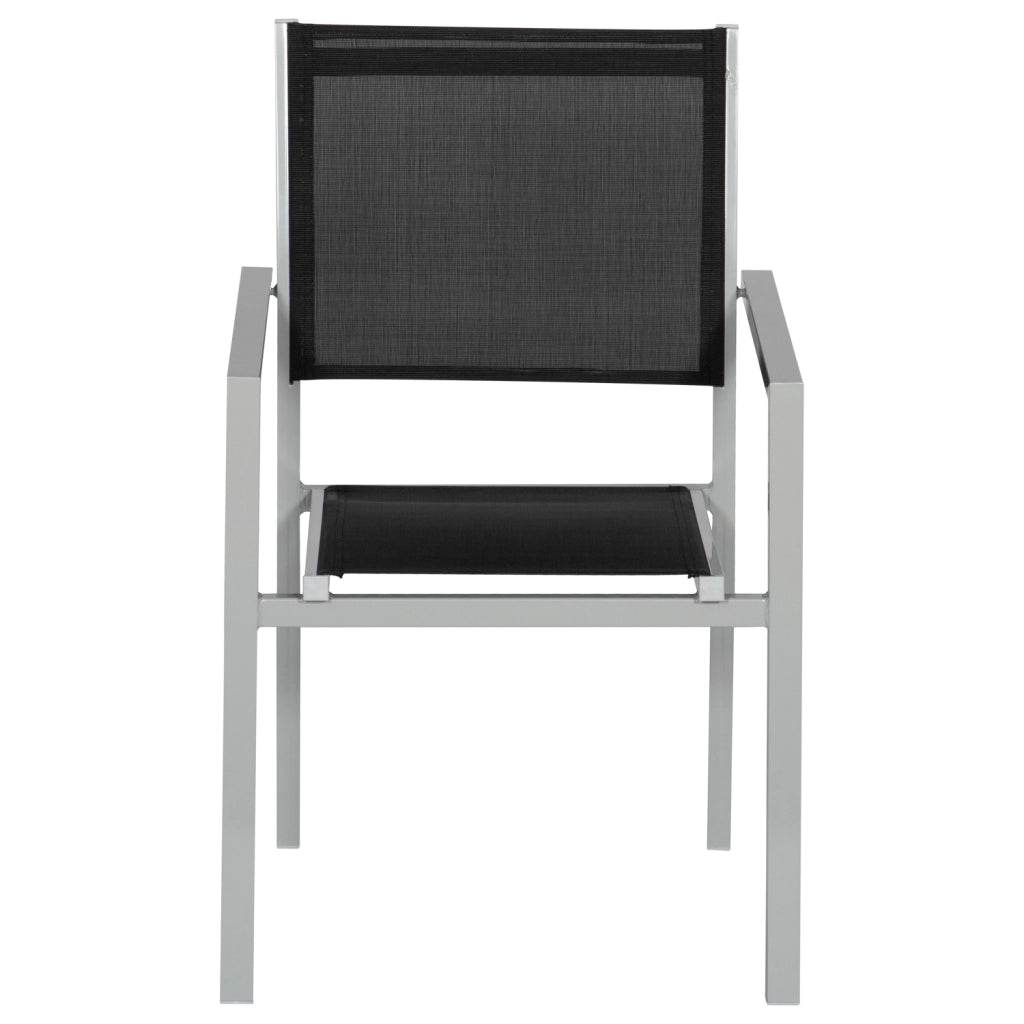 Set di 4 sedie in alluminio grigio - textilene nero