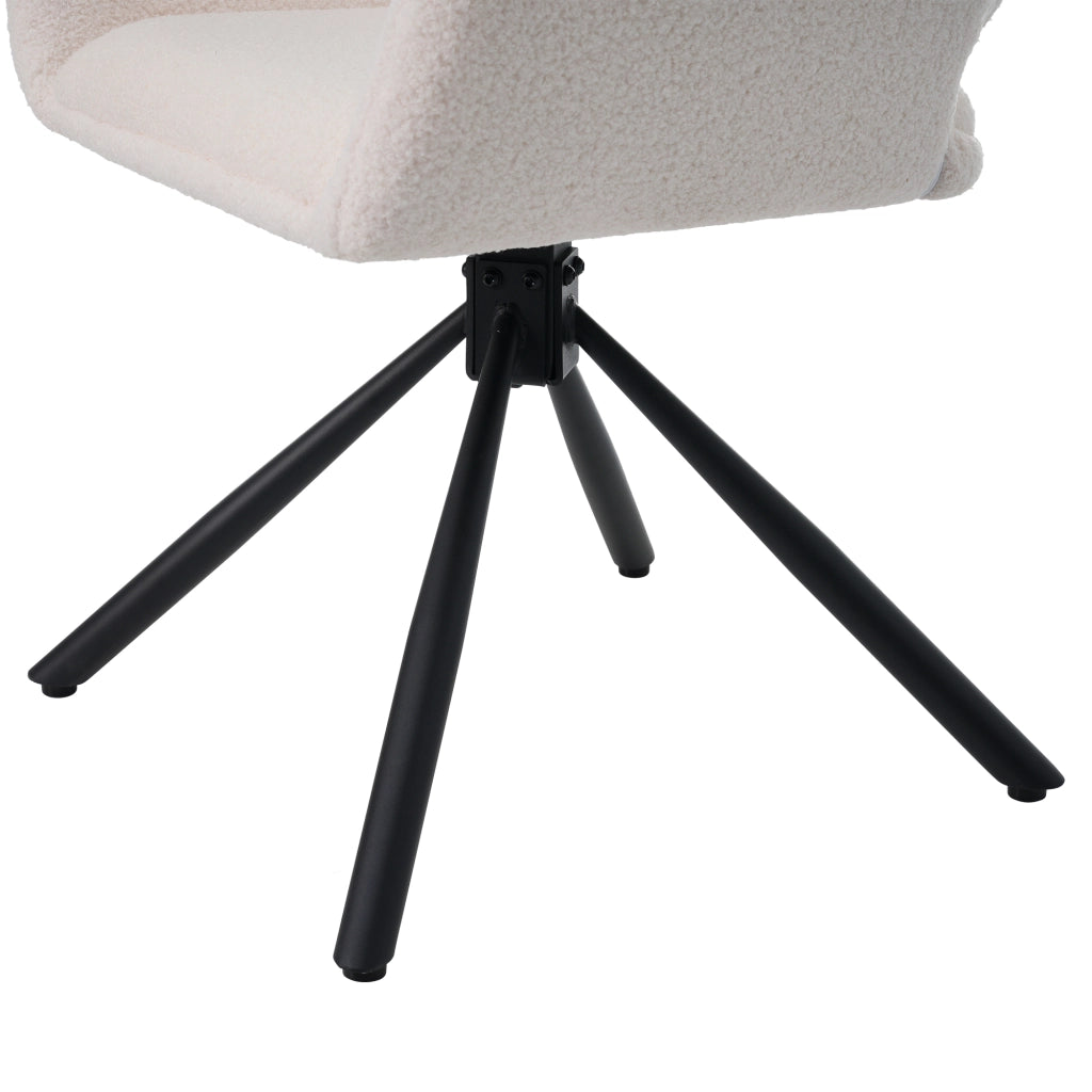 Sedia da sala da pranzo girevole 2 pezzi con braccioli in sherpa bianco e struttura in metallo moderna set