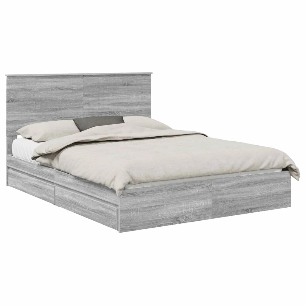 Letto con Contenitore con testiera Grigio Sonoma 150 x 200 cm