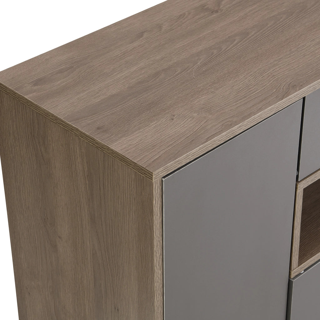 Scarpiera con seduta e ripiani regolabili - per ingresso - in truciolare - 140x35x110 cm - grigio