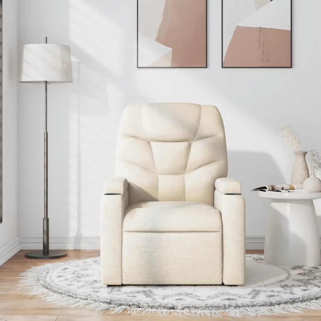 Poltrona Massaggiante | Sedia Relax Reclinabile Crema in Tessuto