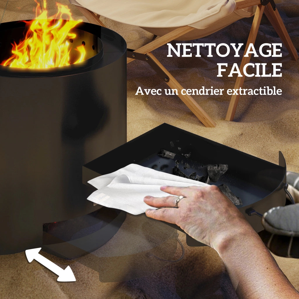 Brasero esterno con portacenere e attizzatoio ¨C zephmum ¨C nero, acciaio, ? 45 cm