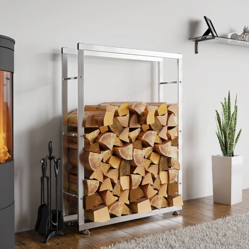 Porta legna Keri in acciaio inox acciaio ,25x80x150 cm