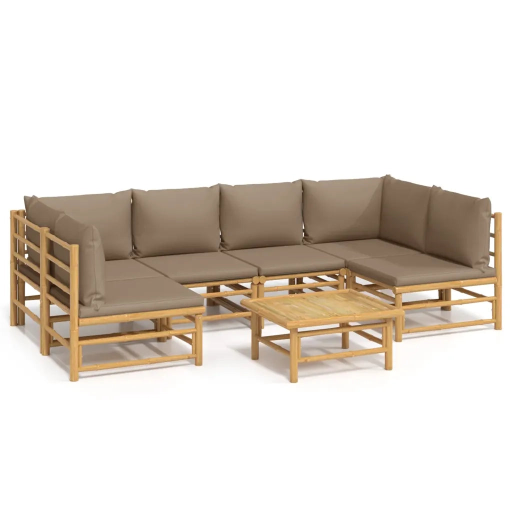Set Salotto da Giardino 7pz con Cuscini Tortora BambÃ¹cod mxl 100277