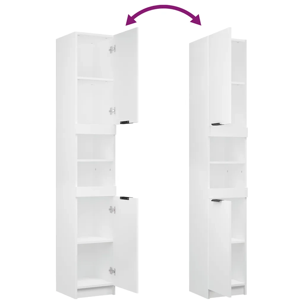 Armadietto da Bagno Bianco 32x34x188,5 cm in Legno Multistrato 811322