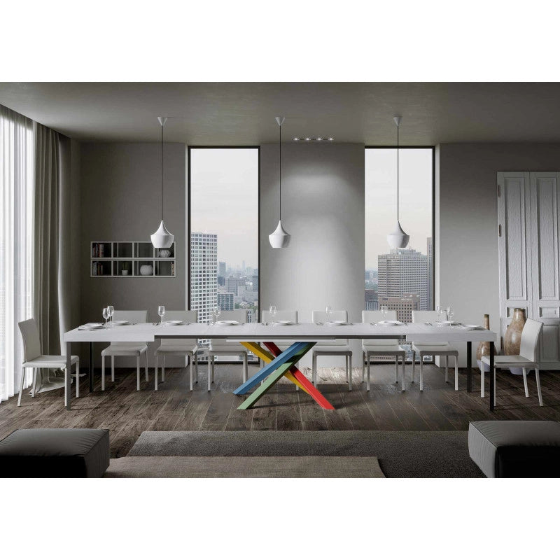 Tavolo allungabile 140/400x90 cm Volantis telaio Multicolore 4/B - Bianco Frassino