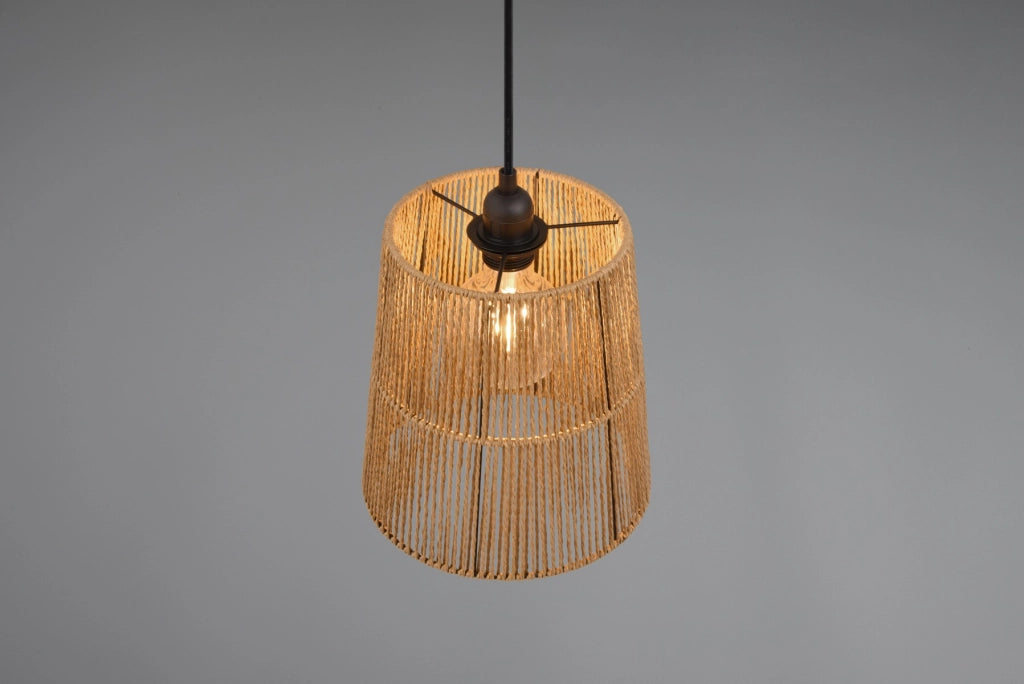 Lampada a sospensione boho marrone carta HOLM E27 RL