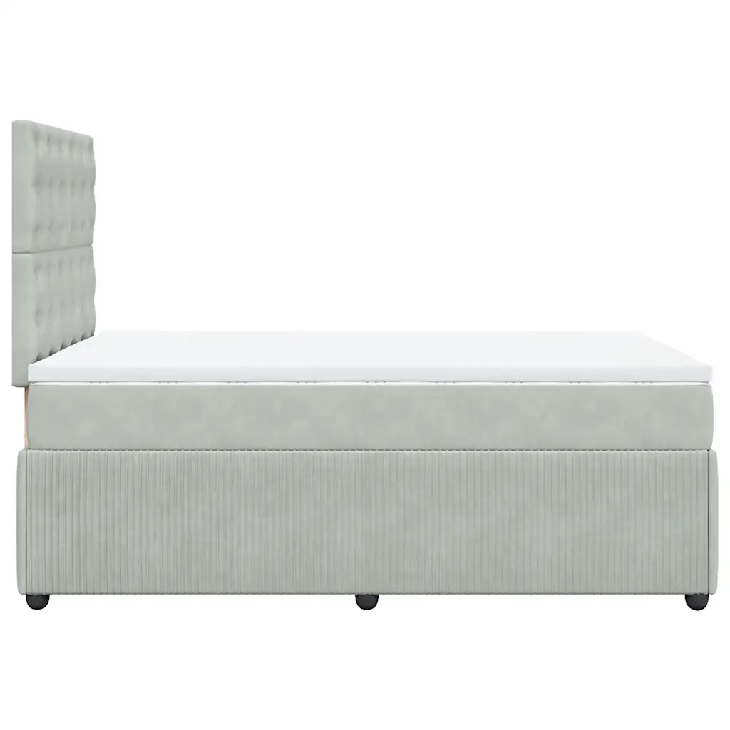 Giroletto a Molle con Materasso Grigio Chiaro 120x190cm Velluto