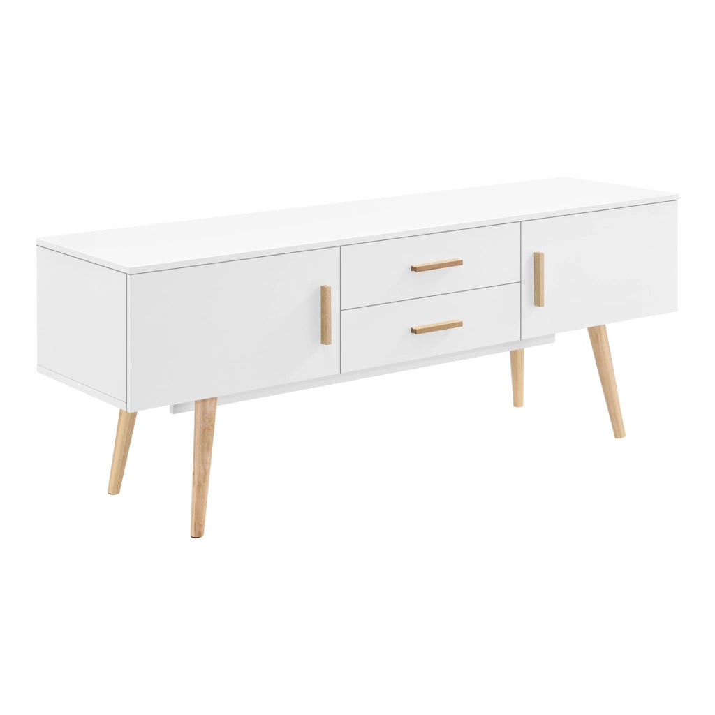 Mobile Porta TV Alavus con 2 Cassetti 140x40x56 cm - Bianco [en.casa]