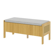 Panca contenitore con 2 cassetti e lati in rattan - in bamboo e MDF - naturale e grigio
