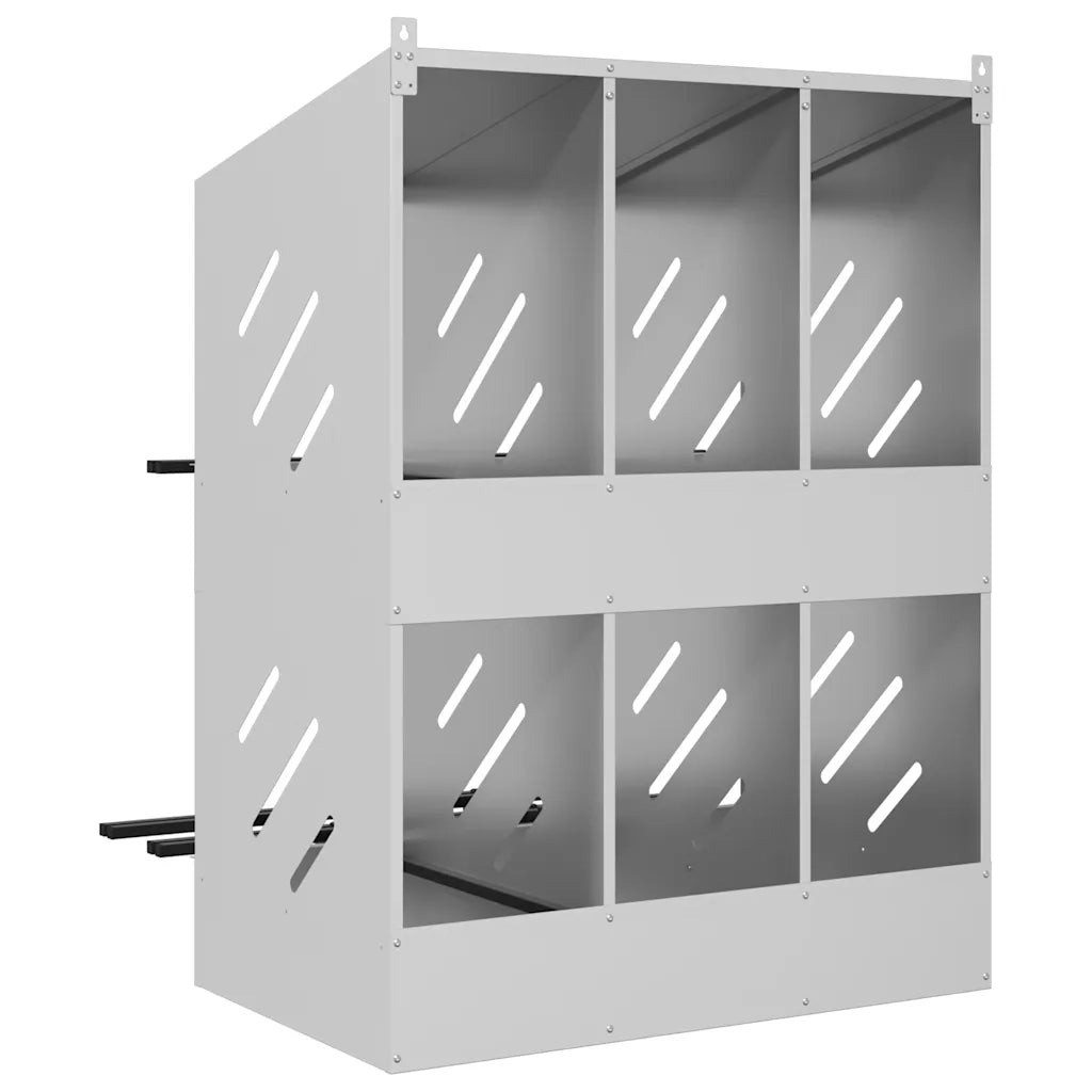 Nido per Polli con 6 Scomparti in Metallo Galvanizzato Argento CFW1539776