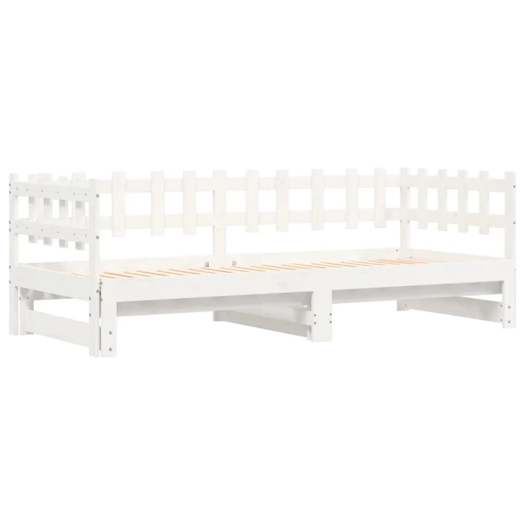 Letto singolo | Letto per adulti | Dormeuse Estraibile Bianca 2x(90x200) cm Legno Massello di Pino