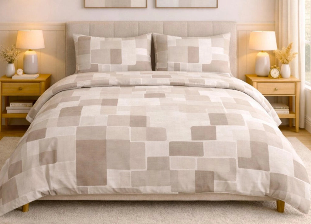 Sacco Copripiumino In 100% Cotone Made Italy Disegno Brick - Piazza E Mezza - Beige