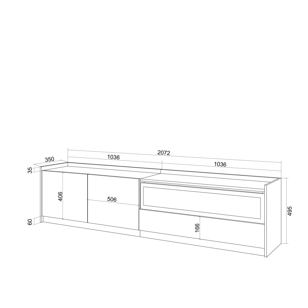 Mobile TV Soggiorno, 207x50x37 cm, Per TV fino a 80", Camino elettrico, Rovere scuro e Nero