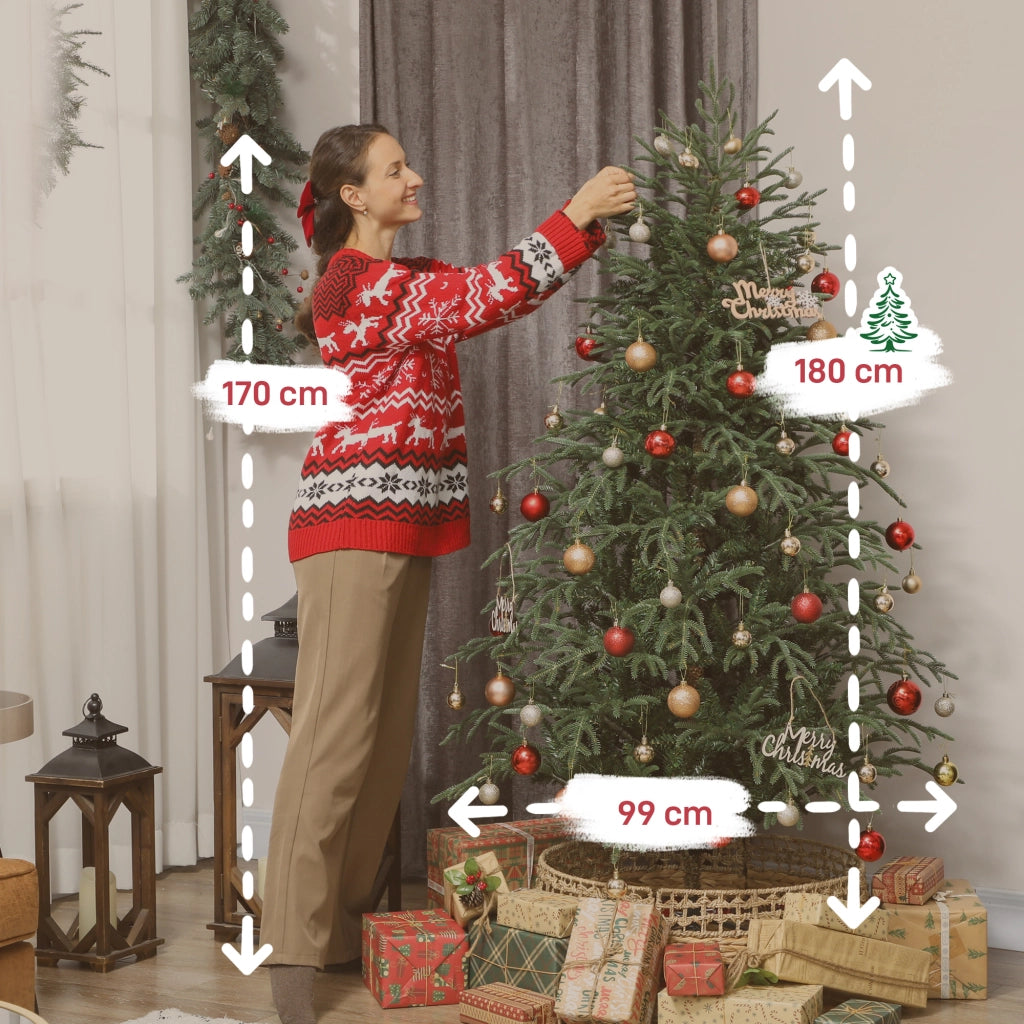 Albero di Natale Artificiale 180 cm 1814 Rami Realistici con Base in Metallo Verde