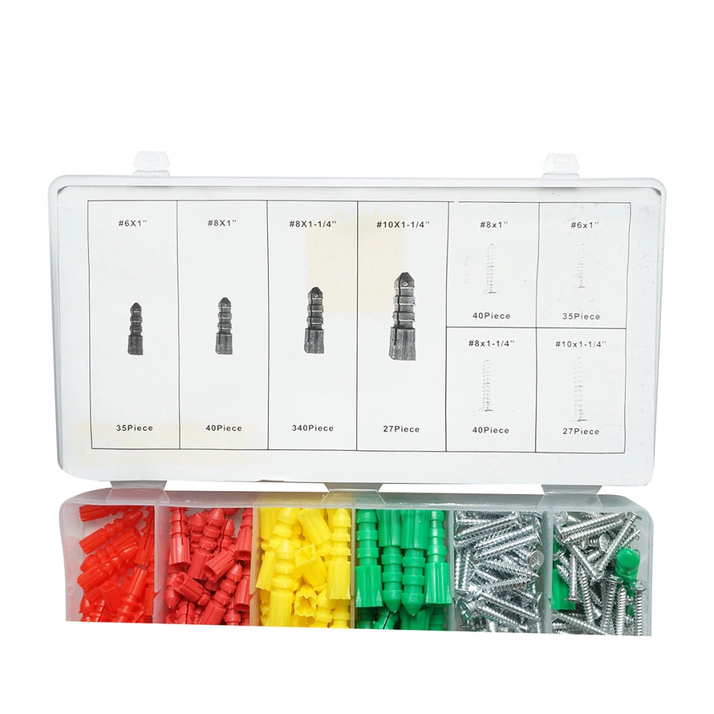 Kit di tasselli in plastica e viti autofilettanti 6-10 mm 285 pezzi
