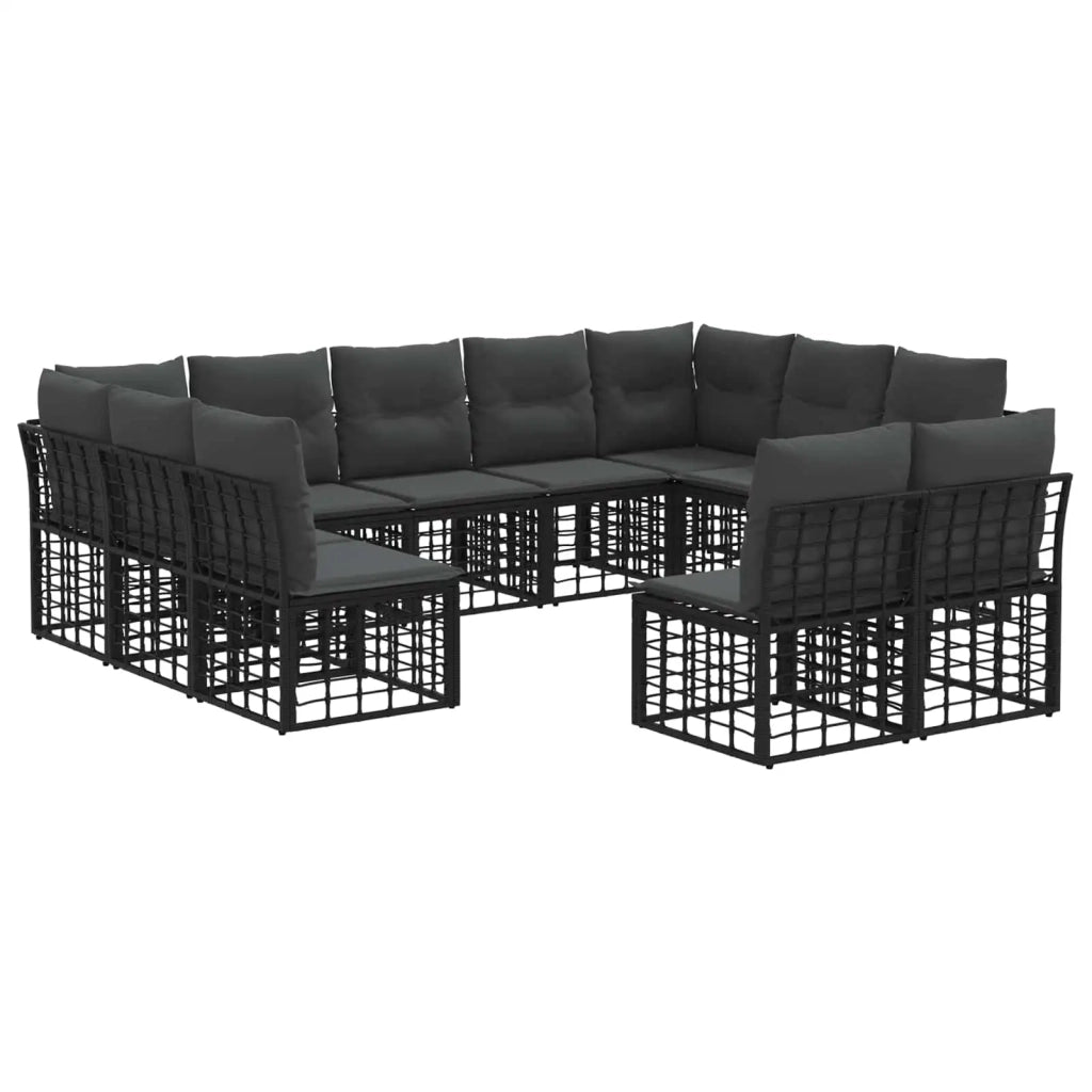 Set di divani da esterno Nero e Grigio scuro Poliestere