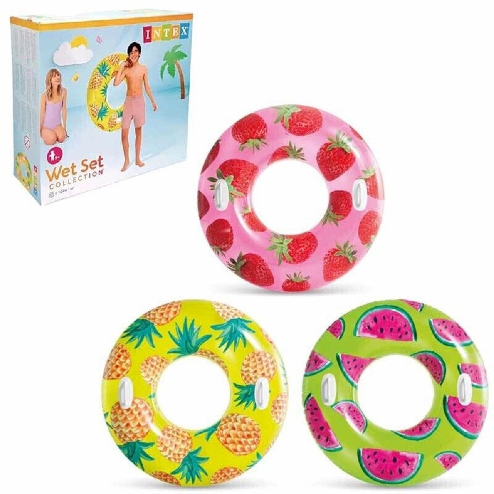 Trade Shop - Ciambella Salvagente Tropicale Frutta Estiva Con Maniglie 107cm Assortiti 56261 -