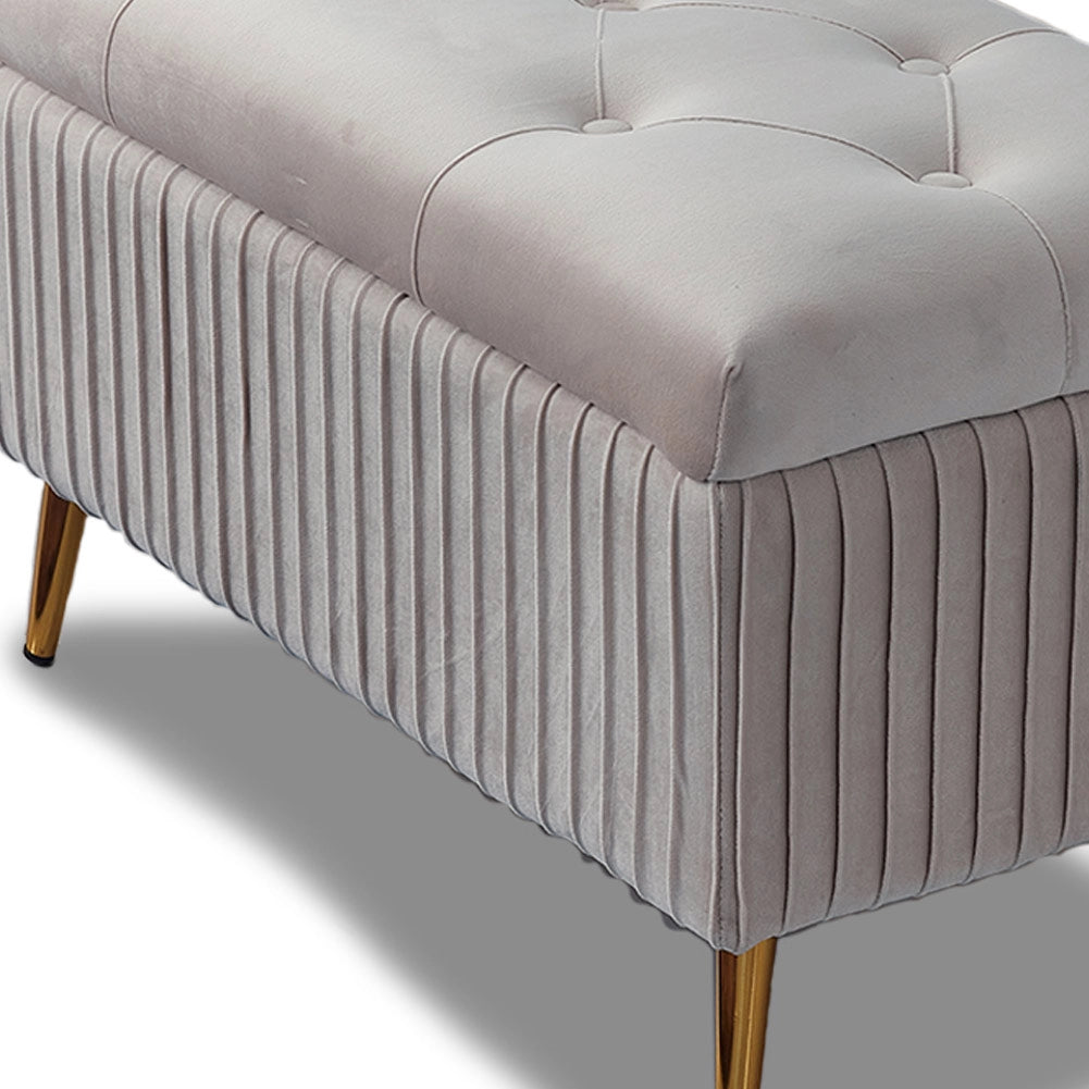 Pouf Contenitore Panta in Velluto Rettangolare Morbido Capiente Divanetto Grigio