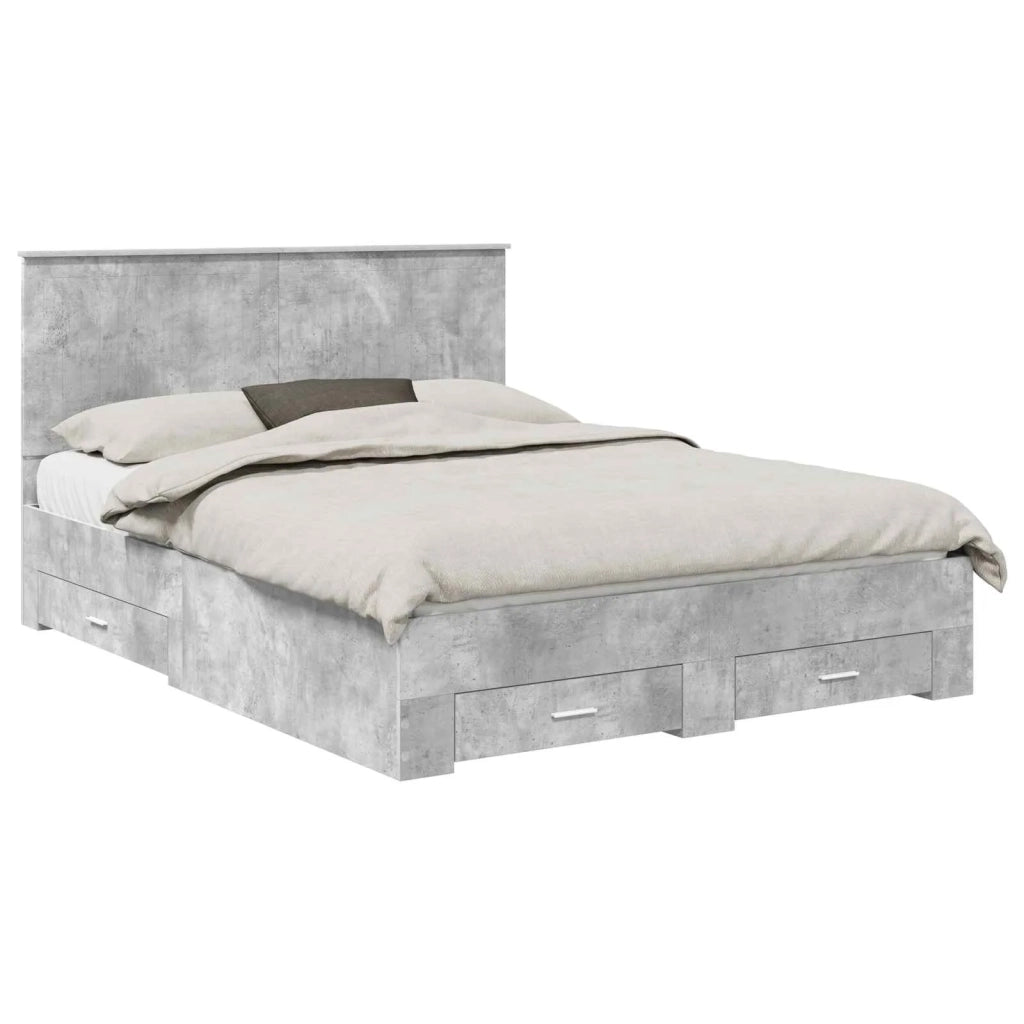 Letto matrimoniale | Letto per adulti | Struttura del letto con testiera Grigio cemento 150 x 200 cm