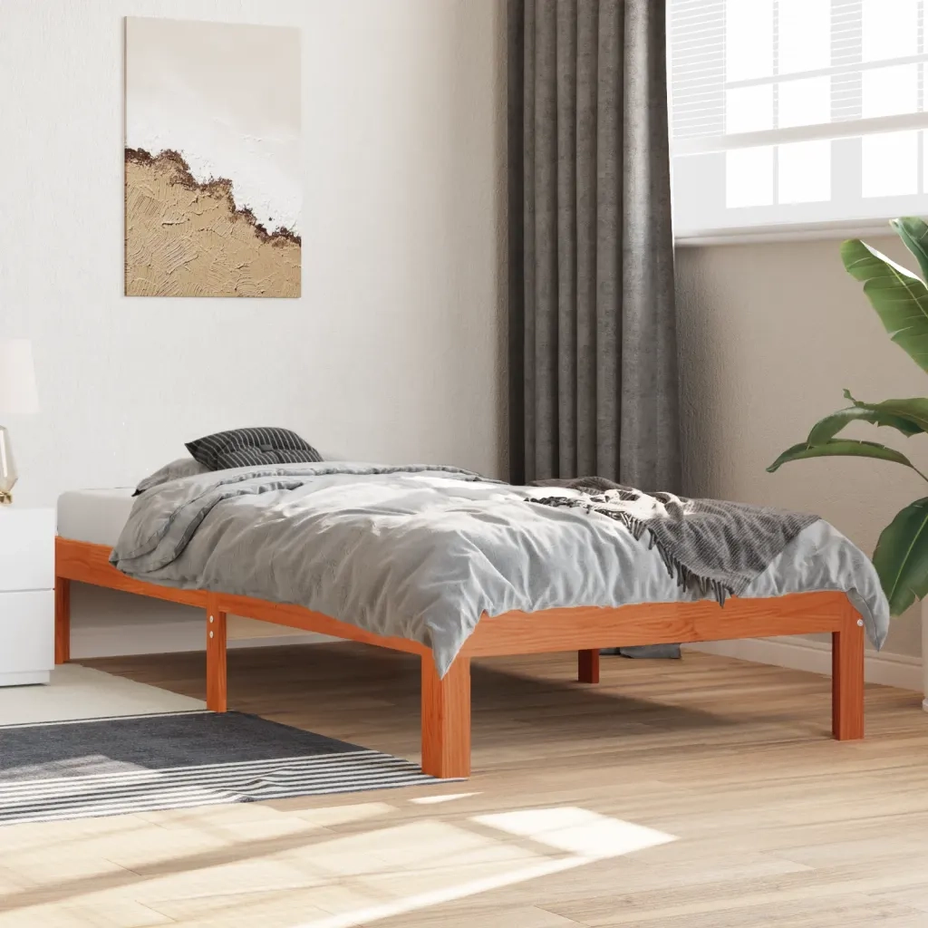 Letto senza Materasso Marrone Cera 90x190 cm in Legno di Pino 844164
