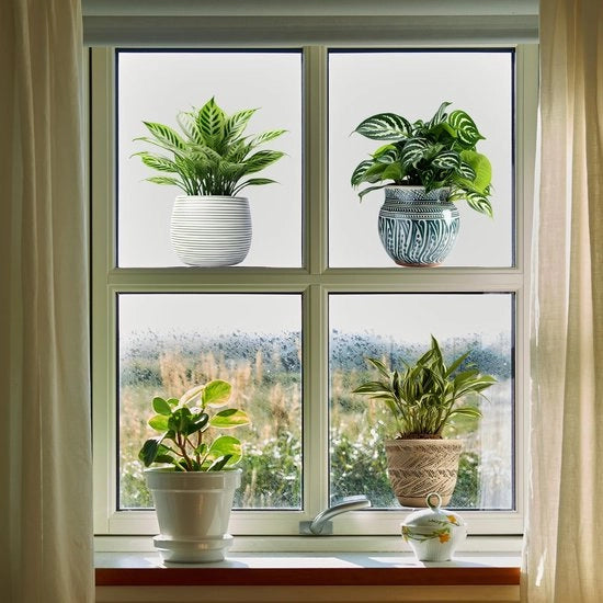 Decorazione per finestra estiva e invernale Stickers per piante tropicali e verdi per finestre e porte di vetro Decorazione per finestra anti-urto per finestre e porte di vetro