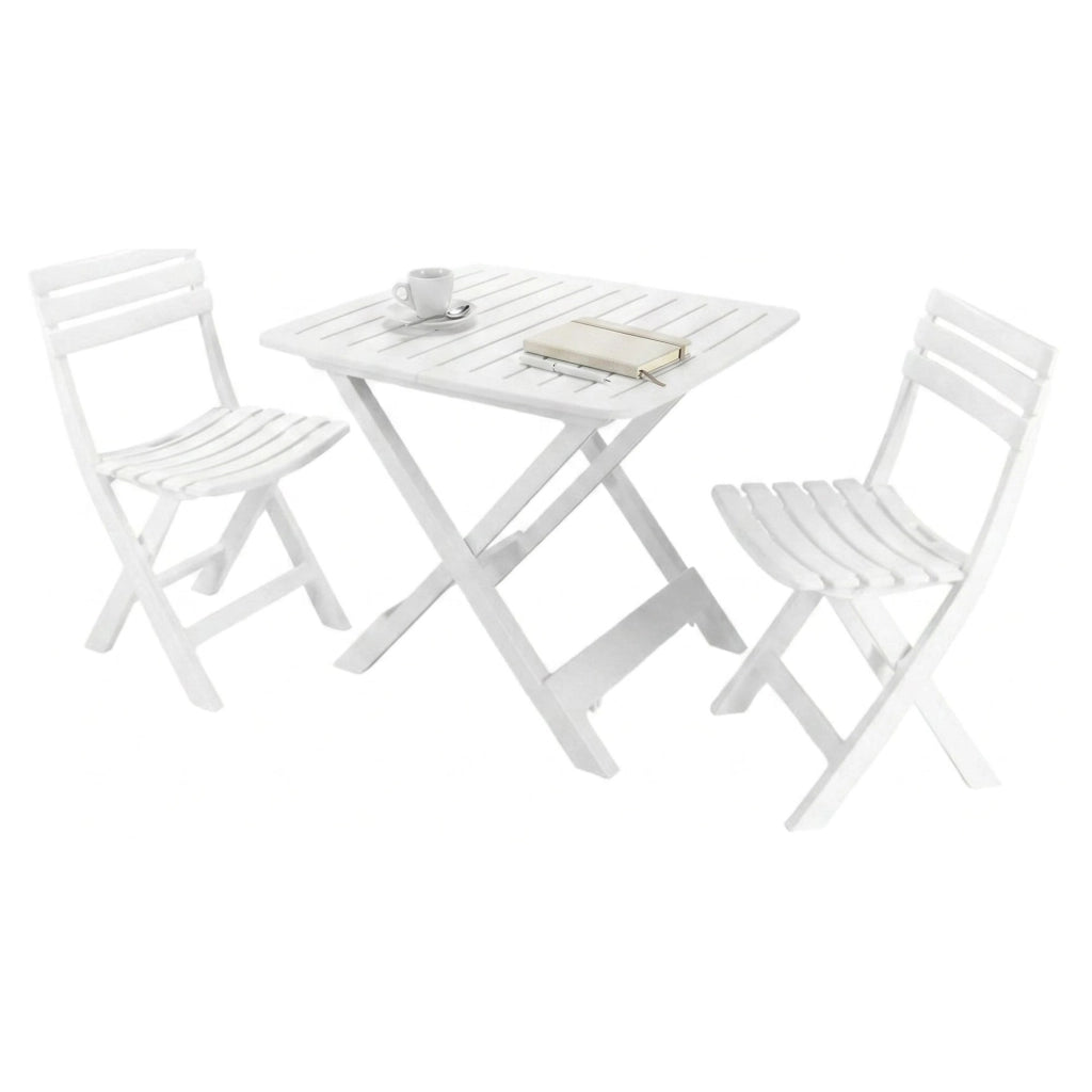 Set salotto da esterno Viticuso, Set composto da 2 sedie e 1 tavolo, Set da Pik Nik, 100% Made in Italy, Bianco