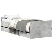 Letto singolo | Letto per adulti | Giroletto con Testiera e Pediera Grigio Cemento 90x190 cm