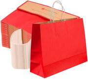 Zaini in Papier 30 Stuks - Zaini in Carta Rossa - Zaini in Carta con Maniglia - Fondi Rafforzati - Pieghevole - Sostenibile 120 g/m²