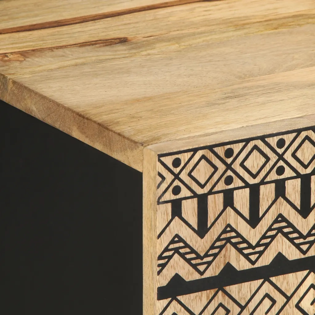 Mobile Porta TV-Mobile per TV-Credenza TV Nero 105x33,5x46 cm Legno Massello Mango Grezzo