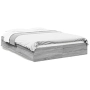 Letto matrimoniale | Letto per adulti | Giroletto Cassetti Grigio Sonoma 160x200 cm Legno Multistrato