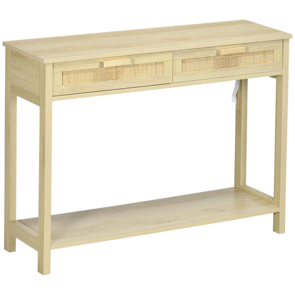 Consolle con 2 cassetti e piano in rattan ¨C Minimal ¨C 100x30x76 cm natural