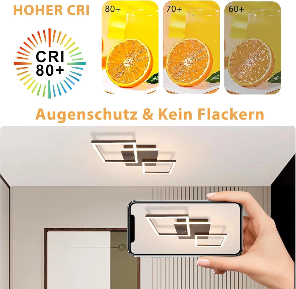 ZMH Lampada da soffitto plafoniera LED moderna nera 3000-6500K per soggiorno cucina ufficio