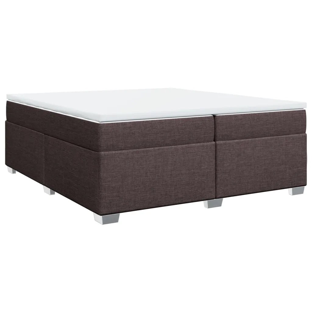 Giroletto a Molle con Materasso Marrone Scuro 200x200cm Tessuto