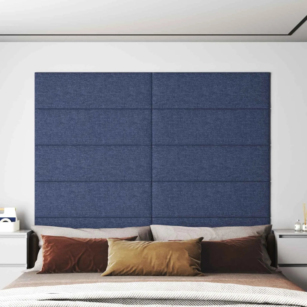 Testiera da Parete 12 pcs Blu 90 x 30 cm Tessuto 42020543