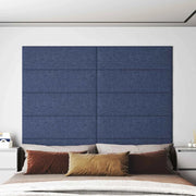 Testiera da Parete 12 pcs Blu 90 x 30 cm Tessuto 42020543