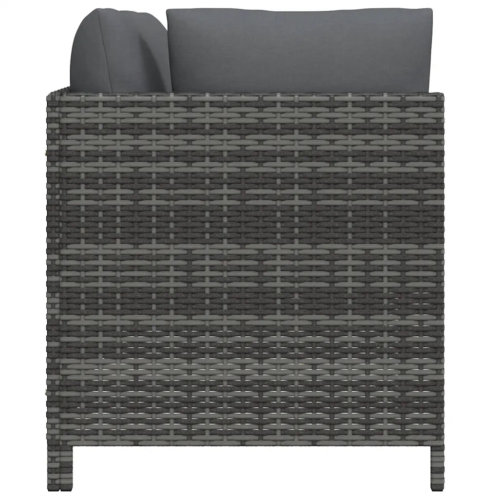 Divano da Giardino a 2 Posti con Cuscini Grigio in Polyrattan cod mxl 70672