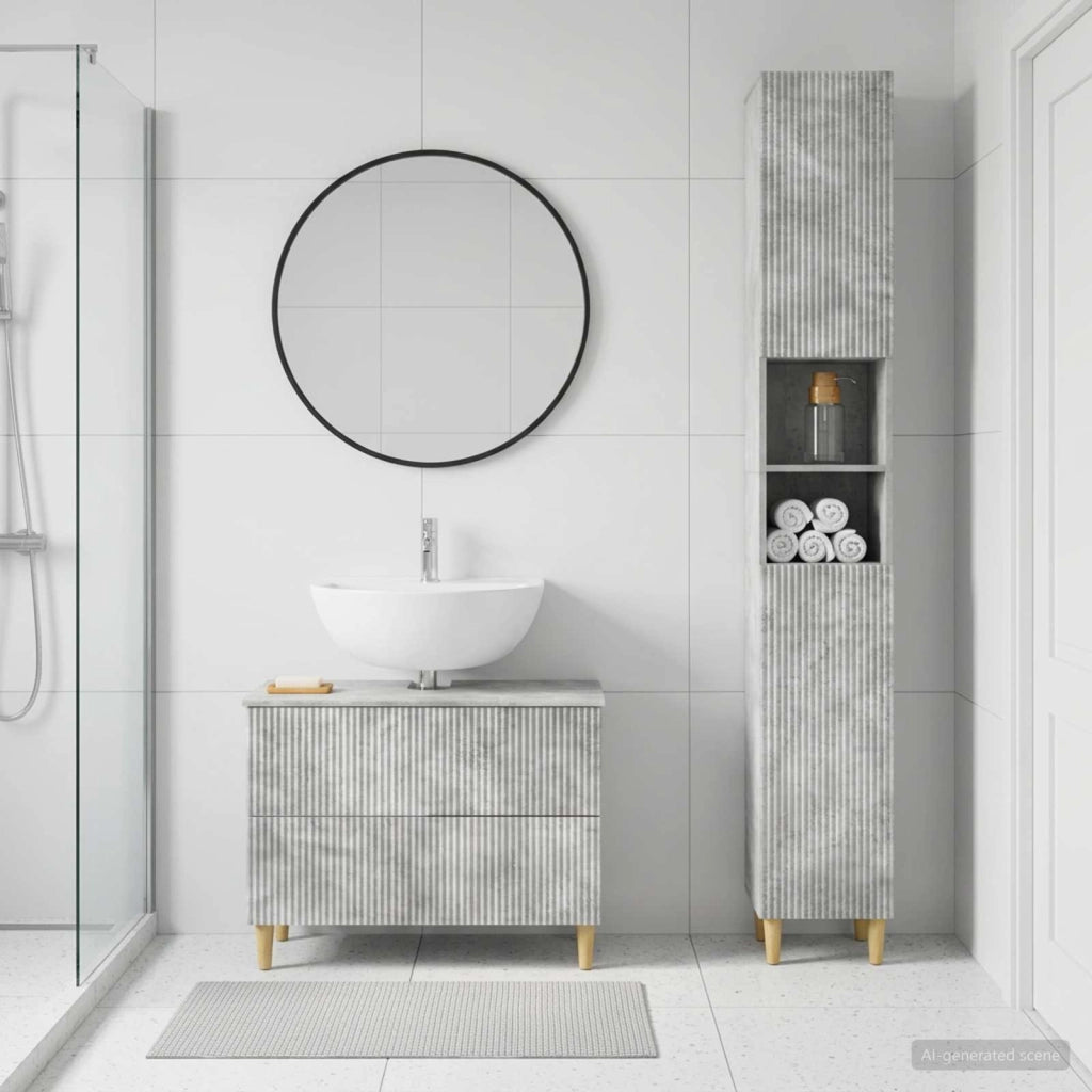 Set di Armadi da Bagno da 2 Pezzi ARNHEM Grigio Cemento 3417525
