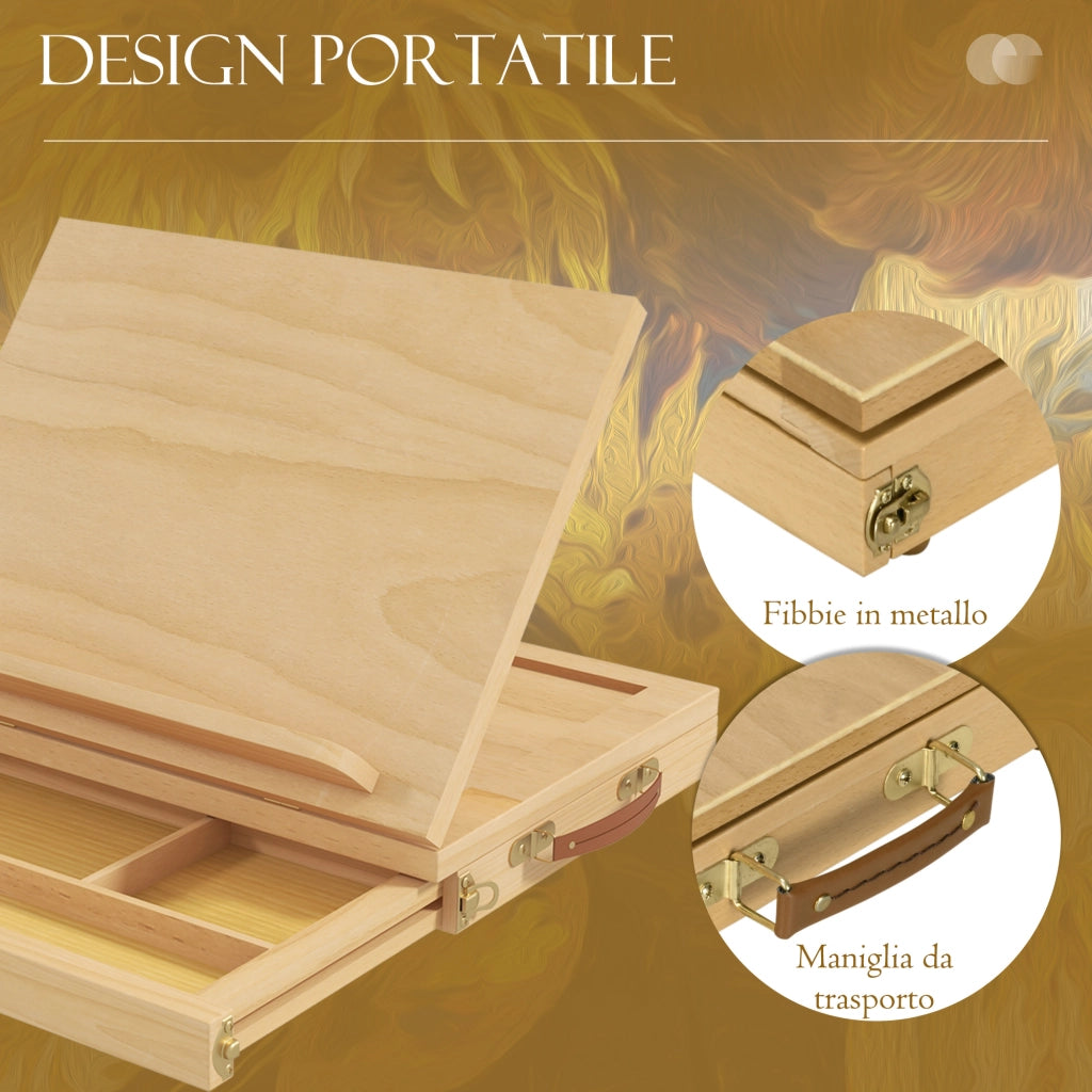 Cavalletto da Pittura Pieghevole in Legno ¨C Zephmum ¨C Faggio, Regolabile, 33.5x26x26 cm