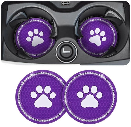 Sostituto di base 2 pezzi - Berretta a diamante incorporato - Porta bibite - Accessori auto - Resistenti allo shock - Materiale morbido in plastica - Diametro 7 cm